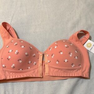 Daisy Coral Floral Print Bra